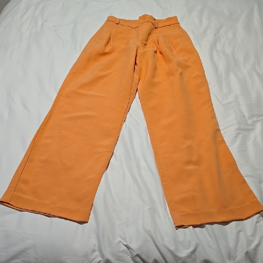 Vibrant Orange Wide-Leg Pants